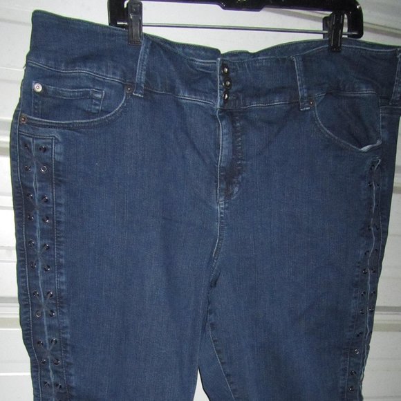 Plus Size 26 Torrid Jegging Jeans Dark Wash side lace-up Womens stretchy - Picture 5 of 7